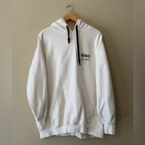 ANINE BING White Lottie Hoodie Hoodie, sz M/L